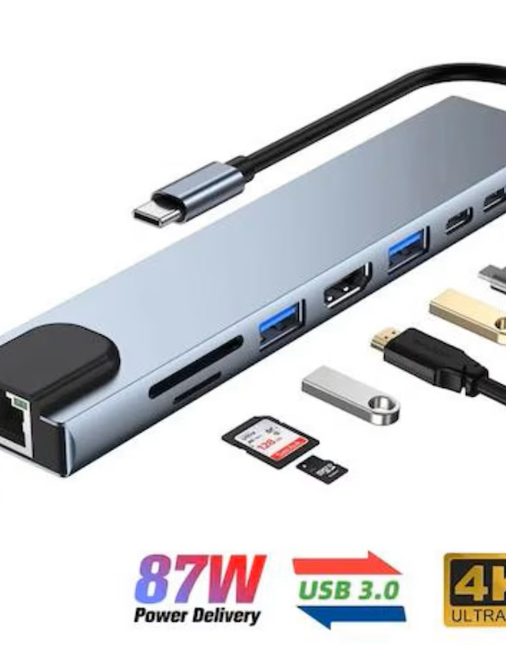 Hub Adaptor Multiport 8 in 1 USB-C 3.1 ROHS®